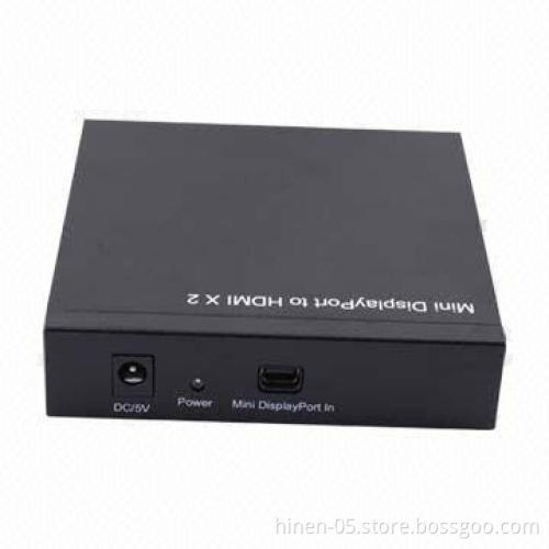 Mini DisplayPort to HDMIx2 Converter with Audio, Supports HDMI Resolution of Max IP to 1920x1080p